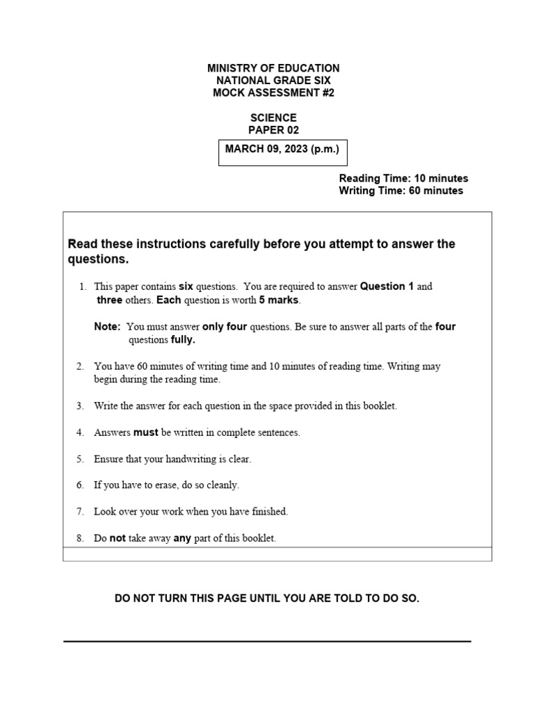 Science mock exam 2 paper 2 2023 fnal pdf tooth water