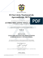 El Servicio Nacional de Aprendizaje SENA: Aymei Melanny Vega Jimenez