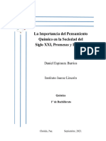 Daniel Espinoza Barrios - 1.3 TAREA. La Importancia Del Pensamiento Químico en La Sociedad Del - Siglo XXI, Promesas y Desafíos.