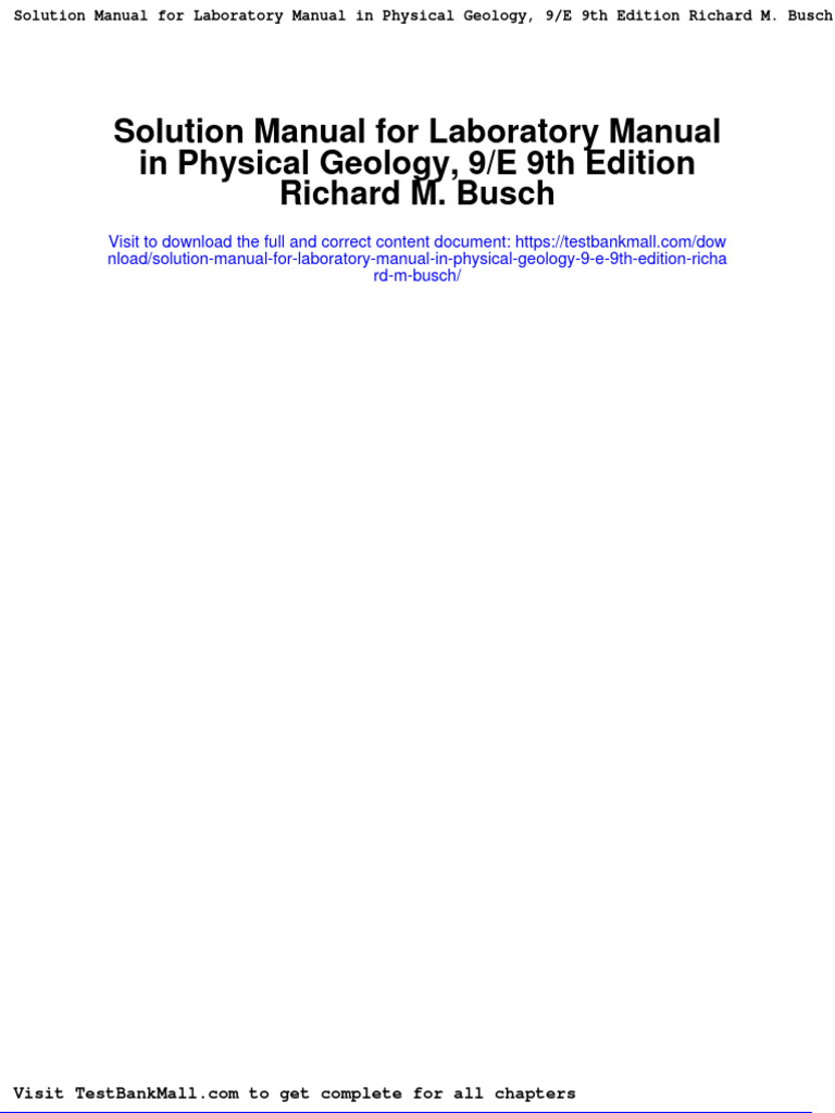 Solution Manual For Laboratory Manual in Physical Geology 9 e 9th