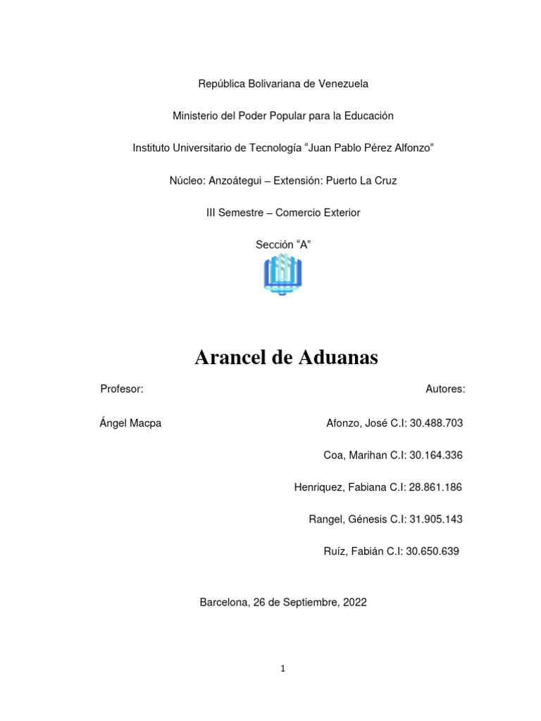 Objetivos Del Arancel de Aduanas | Descargar gratis PDF | Arancel | aduana