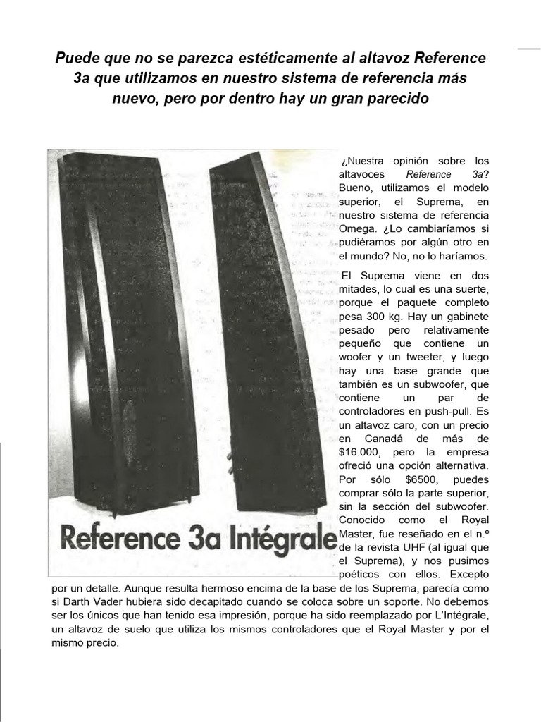 Altavoces Reference 3a Intégrale: Reseña y Opiniones | PDF ...