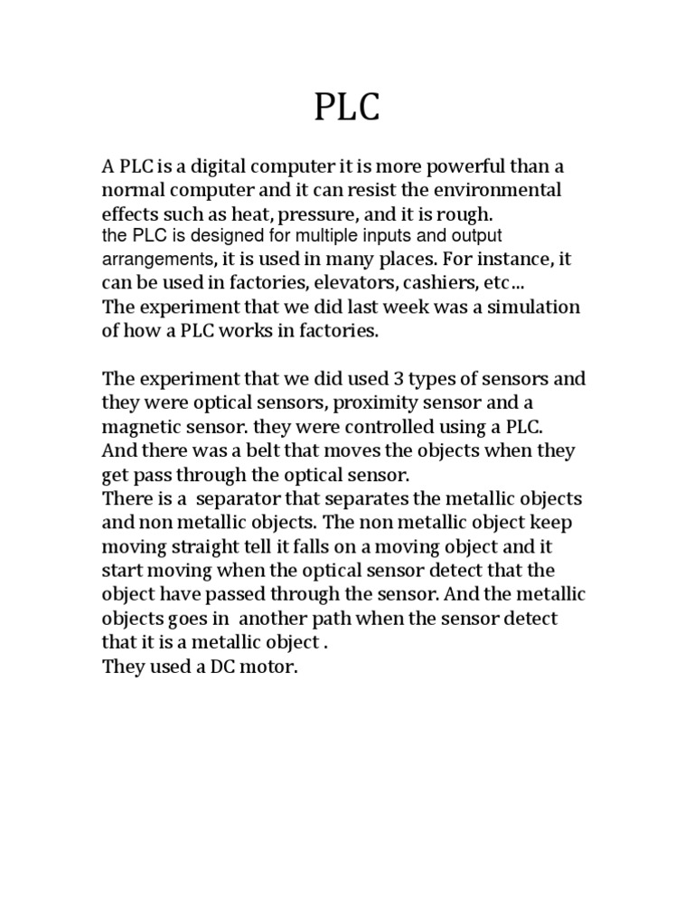 The PLC Is Designed For Multiple Inputs and Output Arrangements | PDF ...