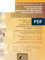Estudio Con Modelos de Regresión de La Comunicación de Las Universidades Españolas en Redes Sociales