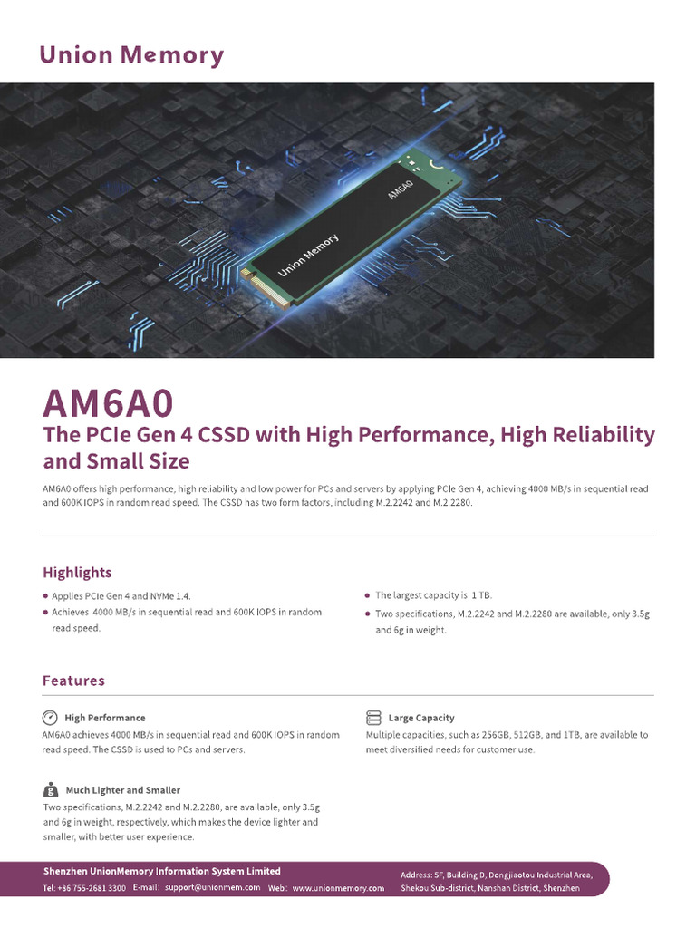 Union Memory AM6A0 Datasheet V2.4 | PDF