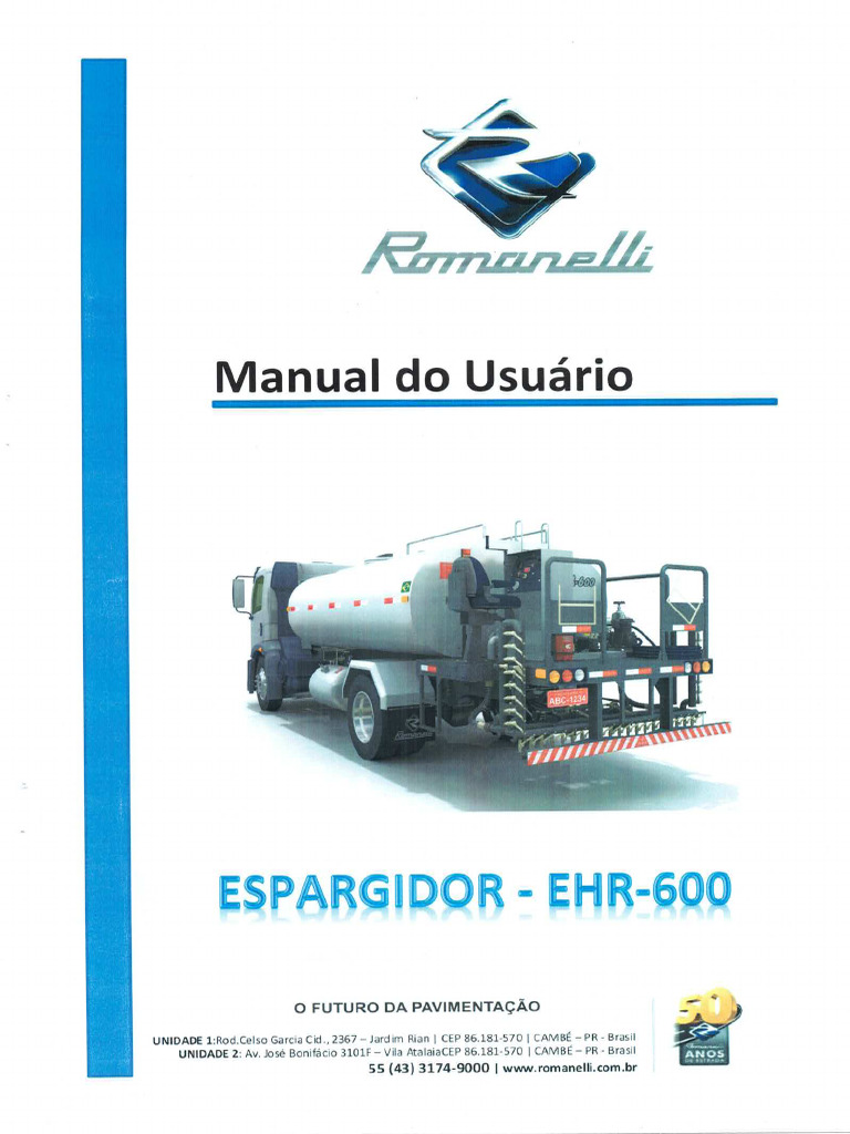 Manual Do Usuario Espargidor Romanelli EHR-600 | PDF