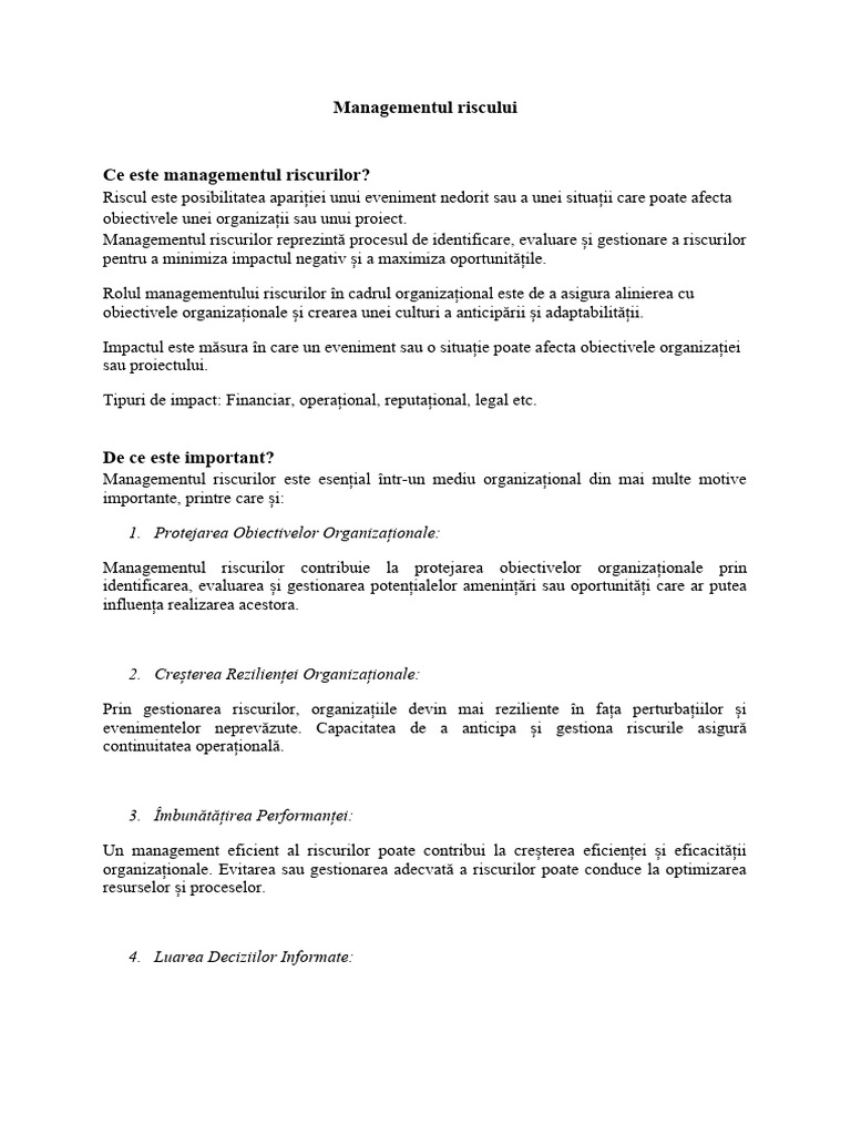 Managementul Riscului | PDF