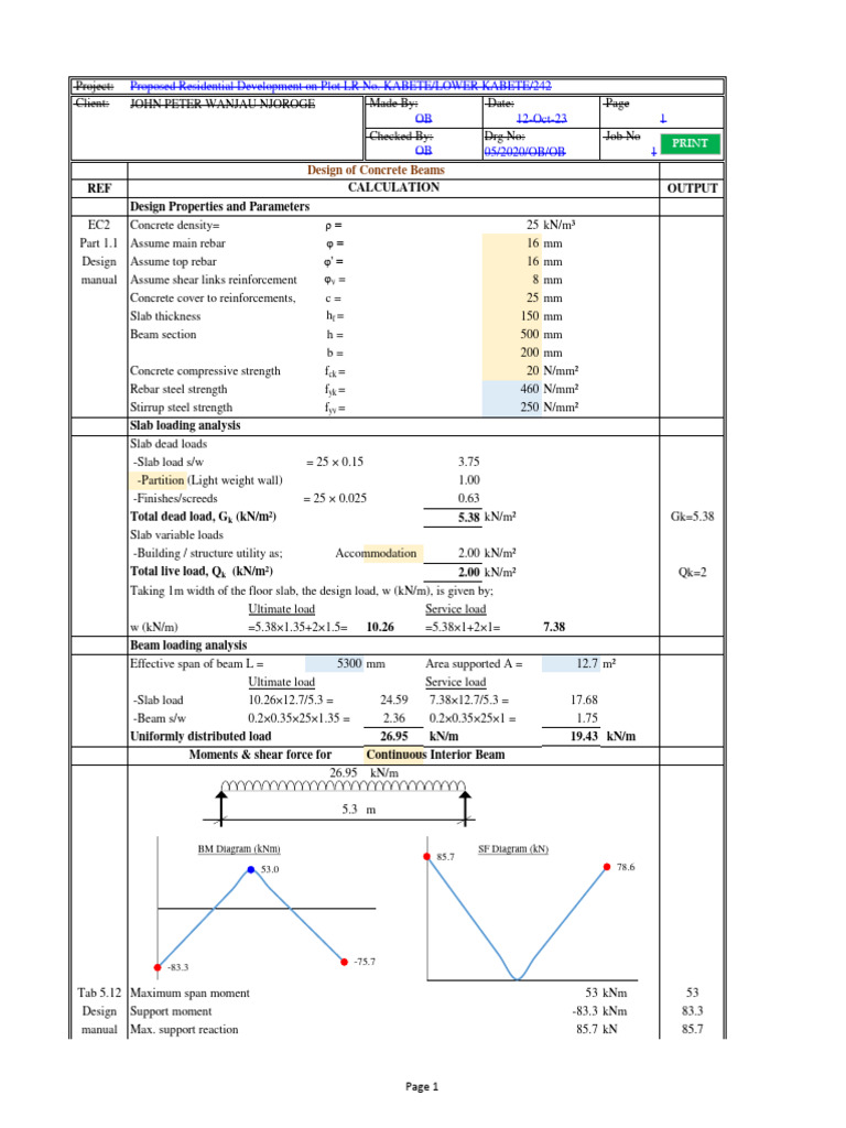 Reinforced Concrete Beam Design Example | PDF | Beam (Structure ...