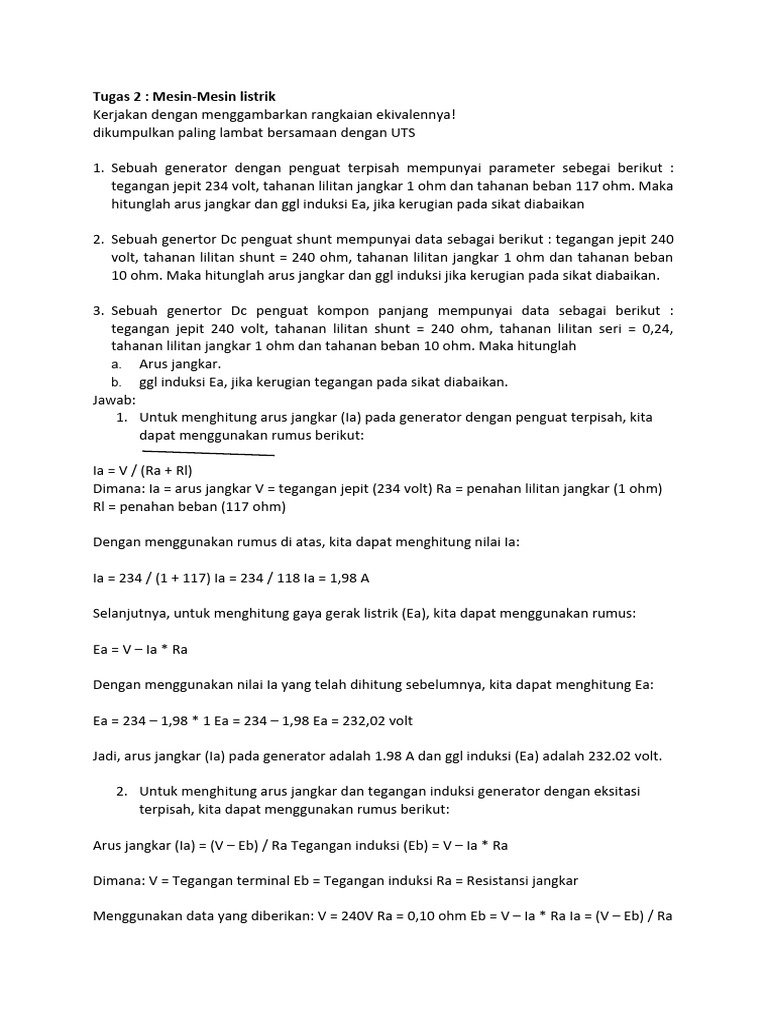 Rumus Arus dan Tegangan Generator DC | PDF