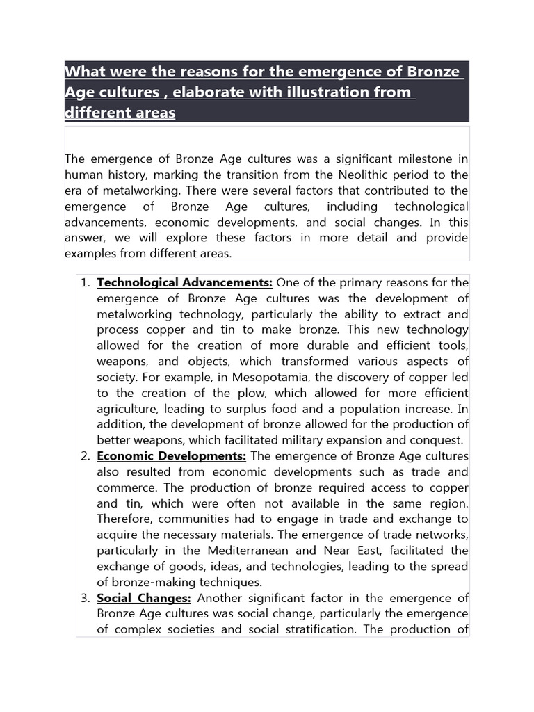 Account For The Emergence of Bronze Age Civilization Mesopotamia Upto