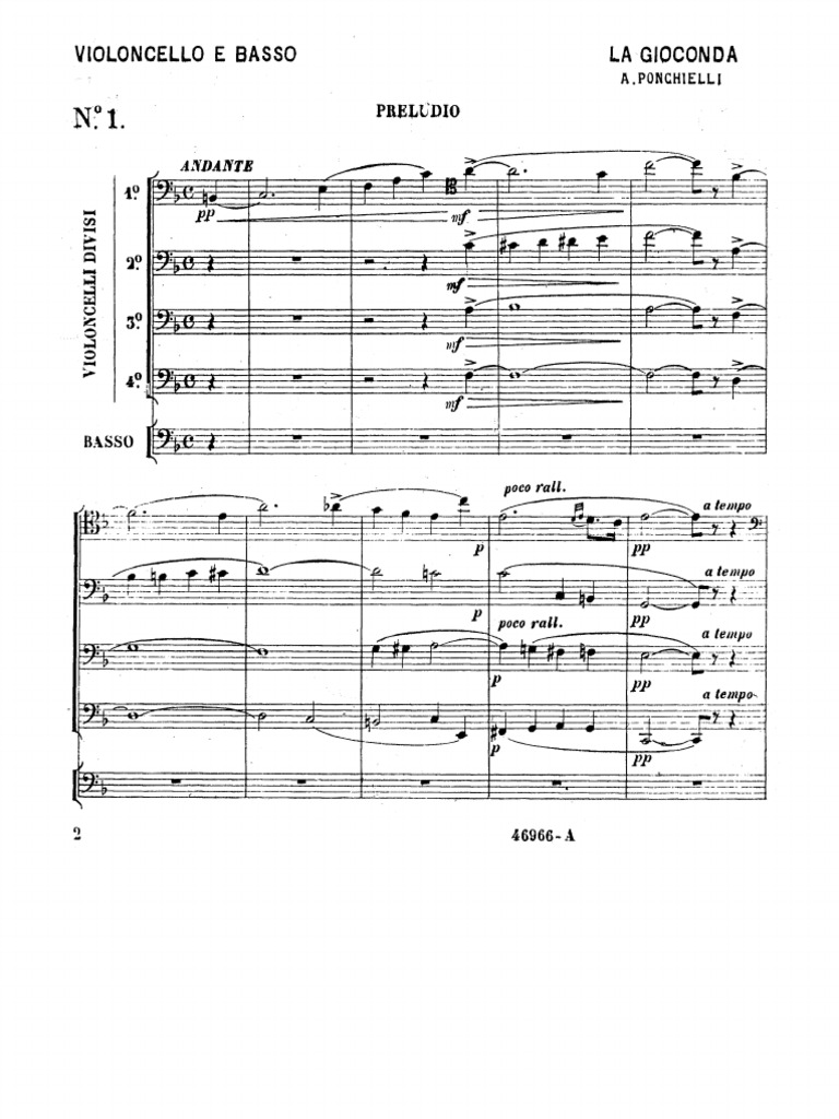 Ponchielli La Gioconda, Op.9 Cellos, Basses PDF