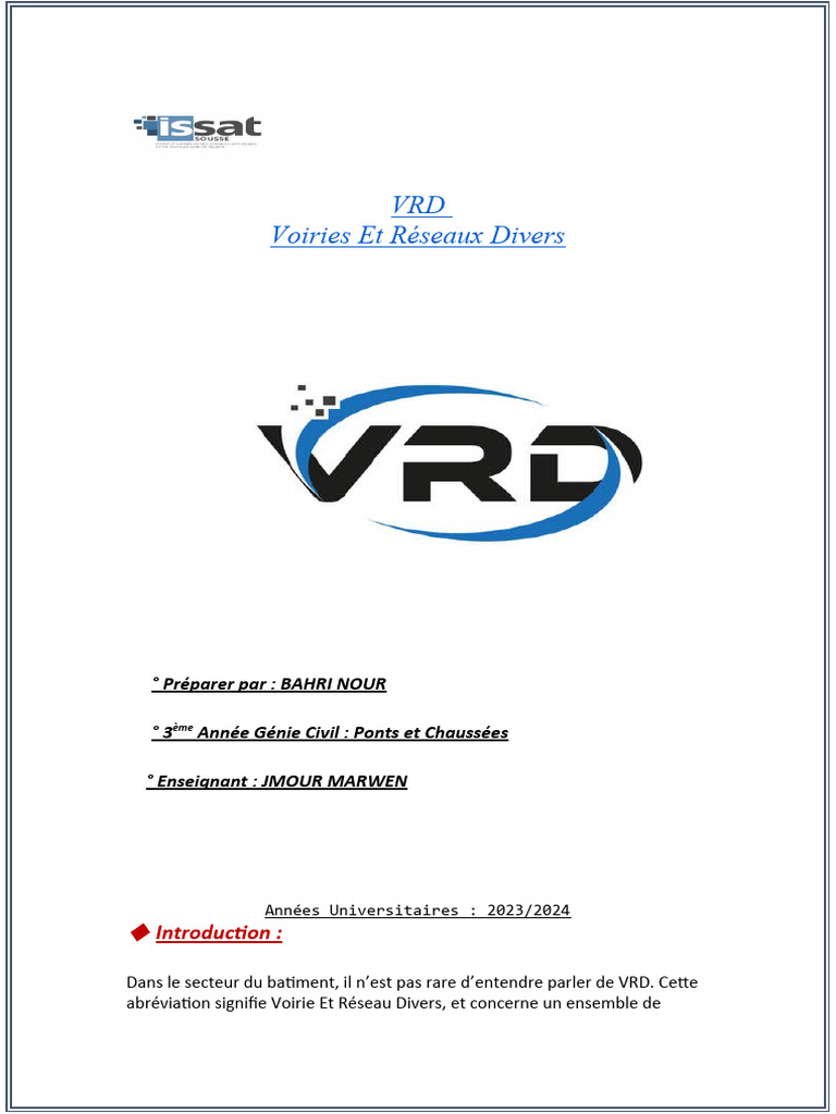 Introduction aux VRD en Génie Civil | PDF | Art | Technologie et ingénierie