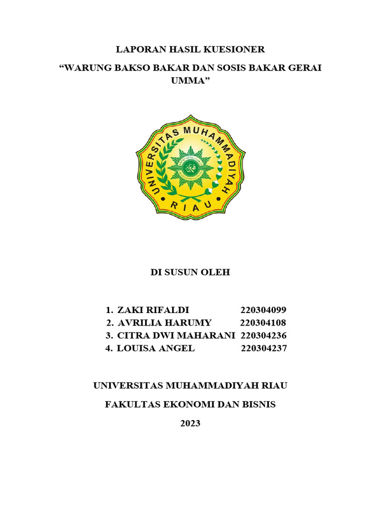 Laporan Kuesioner Warung Umma 2023 | PDF