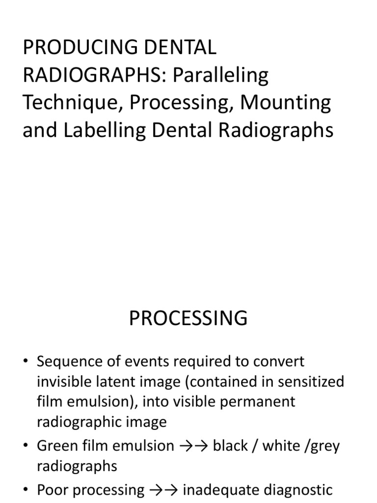 Dental Radiograph Processing Techniques | PDF