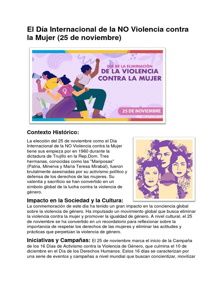 Día Internacional de la No Violencia Mujer | PDF | La violencia contra ...