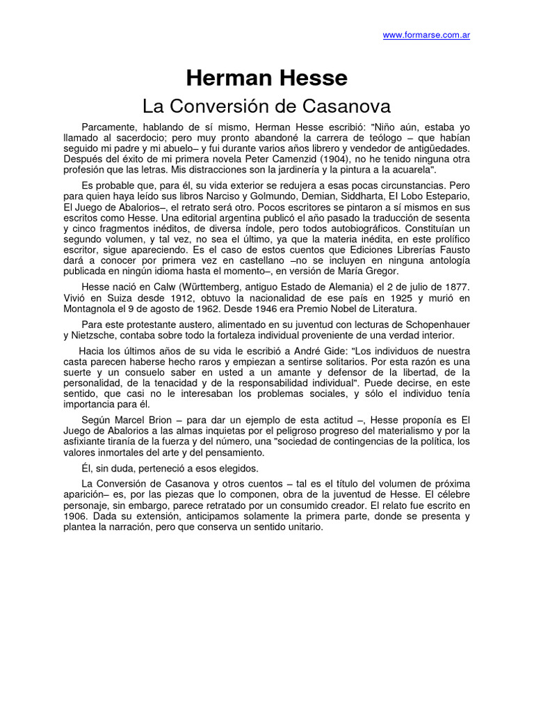 Hermann Hesse: Vida y Obra | PDF | Hermann Hesse