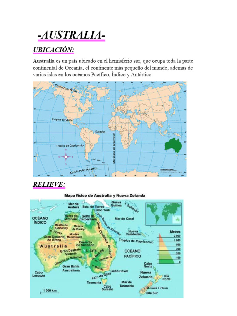 Ubicación y características de Australia | PDF | Desierto | Australia