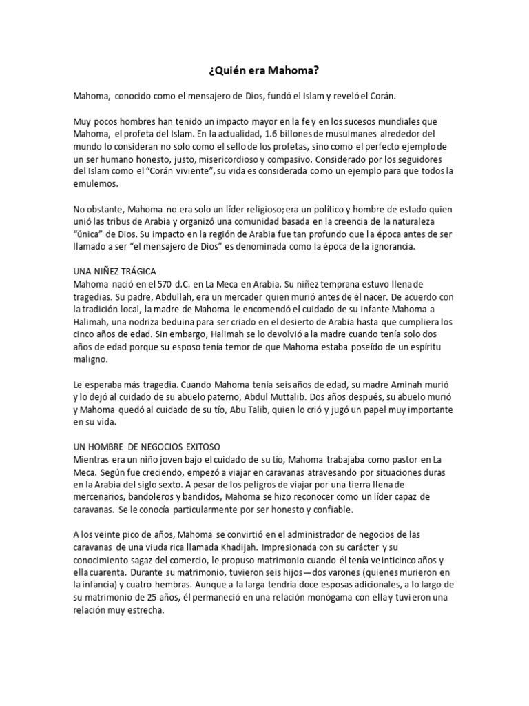 Quién Era Mahoma | PDF | Mahoma | la meca