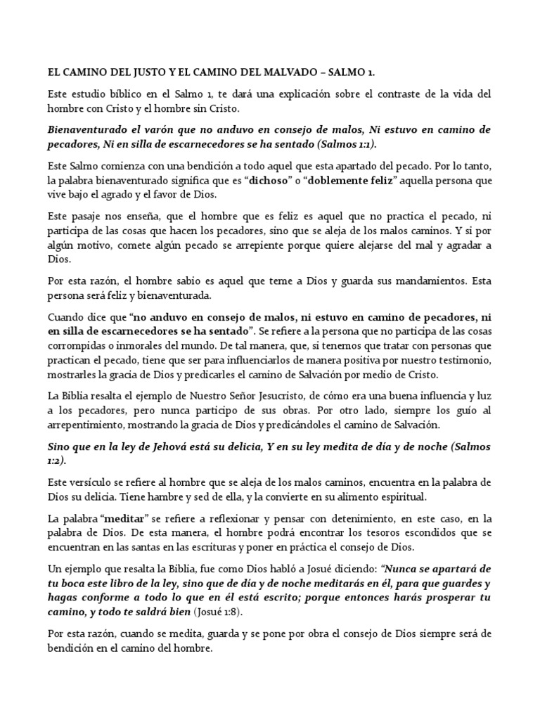 El Camino del Justo según Salmo 1 | PDF | Pecado | Cristo (título)