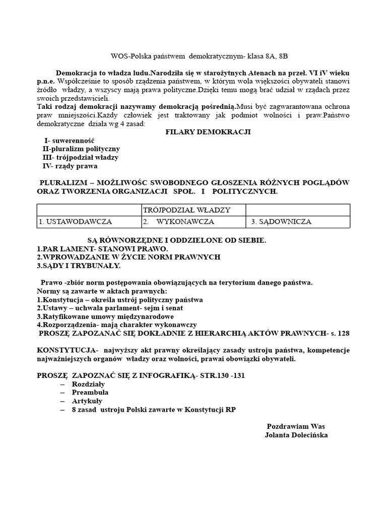 WOS -Polska Państwem Demokratycznym | PDF