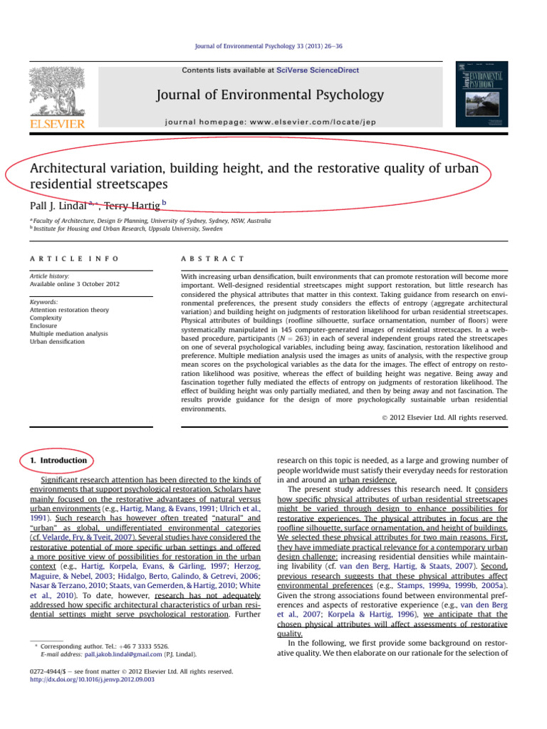 Architectural Variation, Building Height, and The Restorative Quality ...