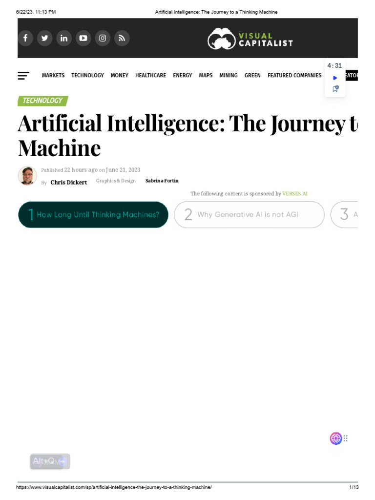 Artificial Intelligence The Journey To A Thinking Machine Pdf