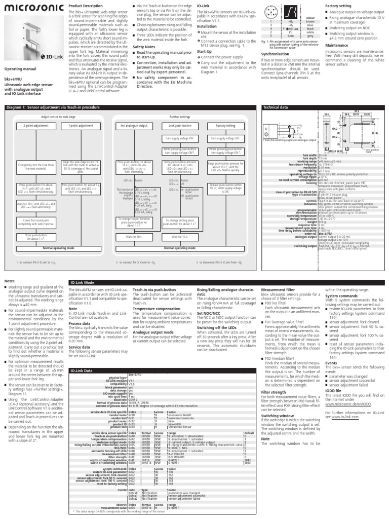 Ultrasonic Web Edge Sensor Manual | PDF | Electrical Components | Equipment