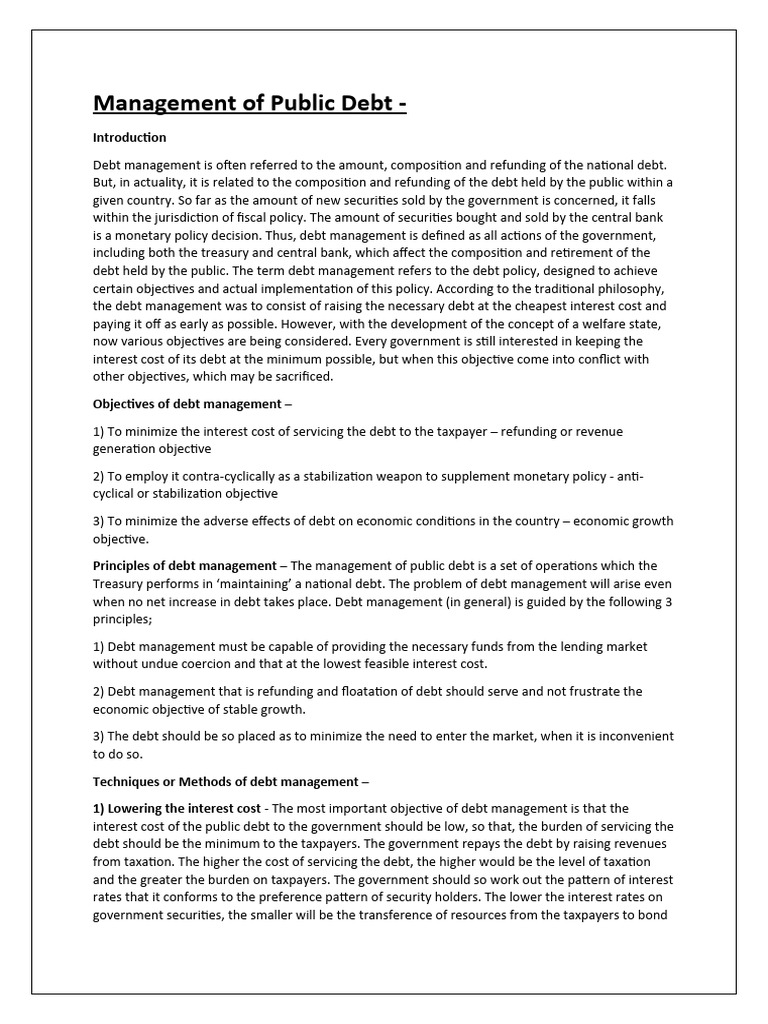Public Debt Management Strategies Explained | PDF | Taxes | Debt