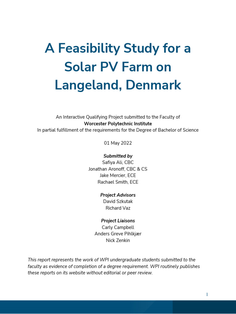 Feasibility Study for Langeland Solar Farm | PDF | Photovoltaics ...