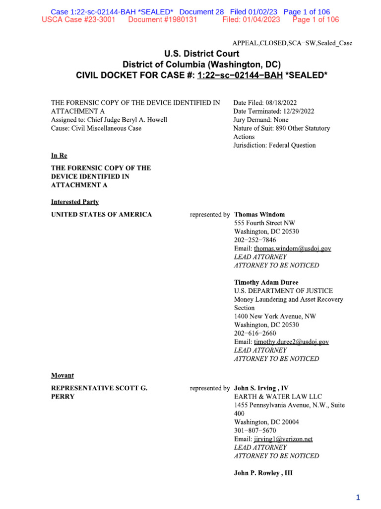 Scott Perry Court Documents | PDF | Government | Federal Government Of ...