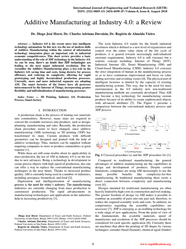 Additive Manufacturing at Industry 4.0 A Review | PDF | 3 D Printing ...