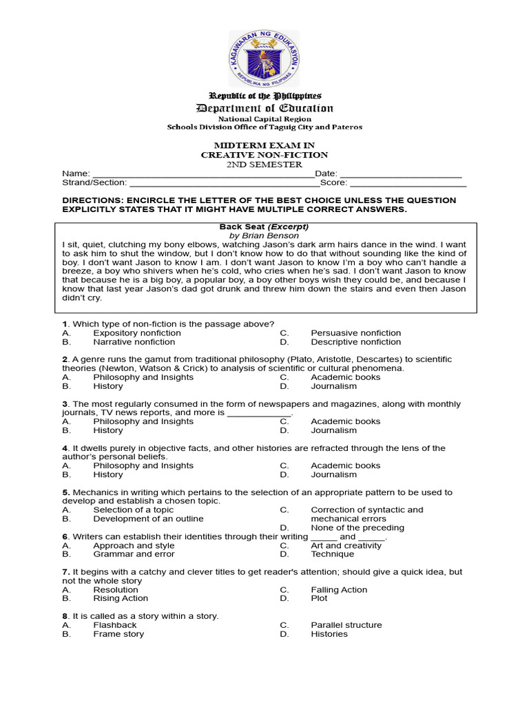 Creative Non Fiction Final V3 Pdf Narration Non Fiction