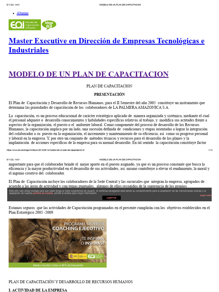 Modelo de Un Plan de Capacitacion | PDF | Gestión de recursos humanos ...