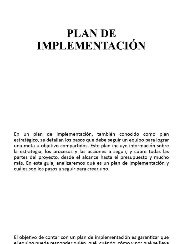 Guía para un Plan de Implementación Efectivo | PDF | Gestión de ...