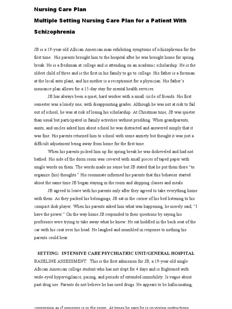Nursing Care Plan For A Patient With Schizophrenia | PDF ...