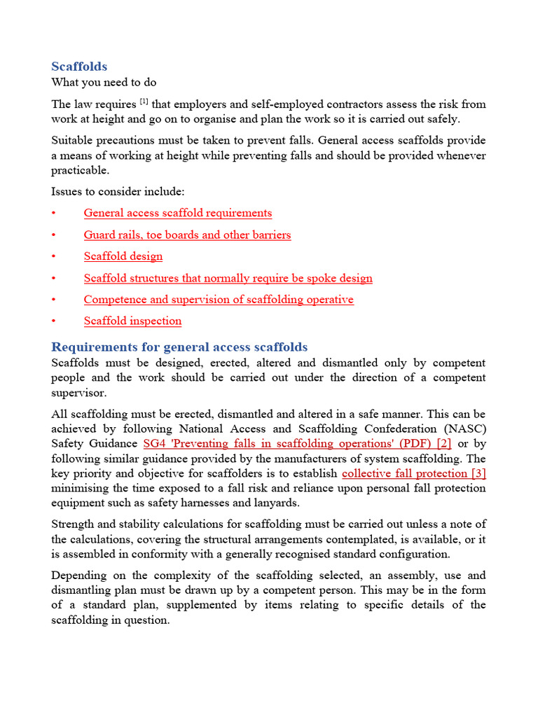 UK Construction - Scaffold Checklist - HSE | PDF | Scaffolding ...