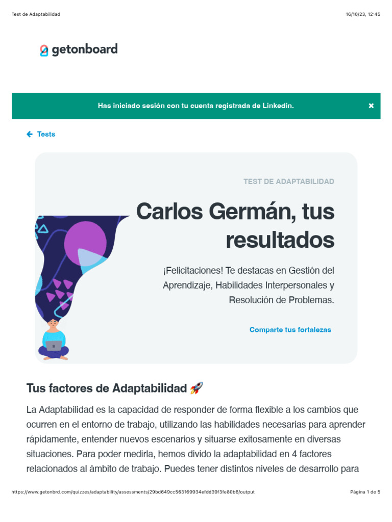 Resultados del Test de Adaptabilidad | PDF | Aprendizaje | Tolerancia