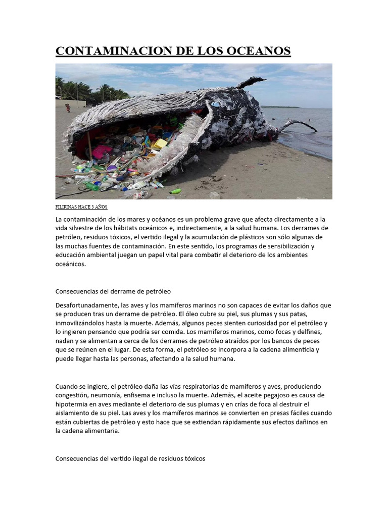 Contaminacion de Los Oceanos | PDF | Contaminación | Residuos