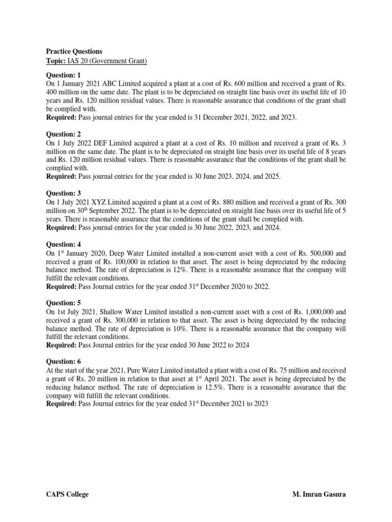 Ias 20 basic questions pdf depreciation cost