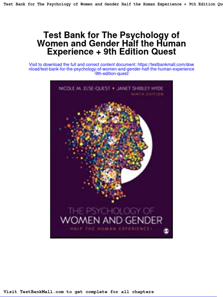 Test Bank For The Psychology of Women and Gender Half The Human