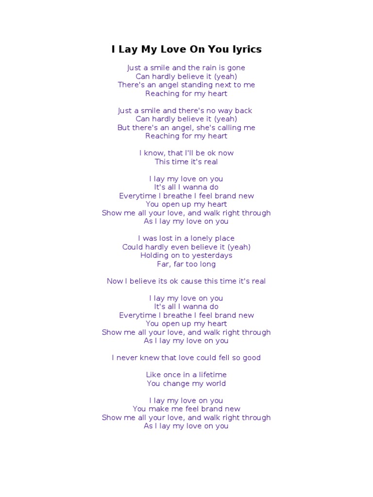 I Lay My Love On You Lyrics Dances Leisure