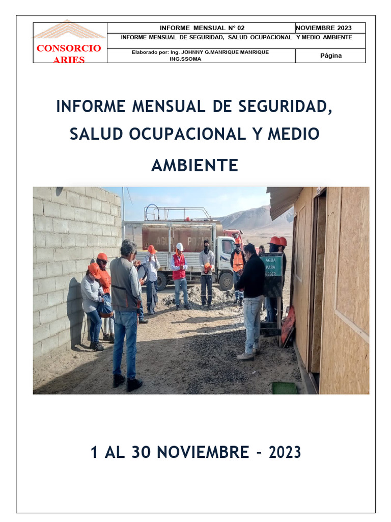 Informe Mensual de Seguridad Nov 2023 | PDF | Seguridad y salud ...