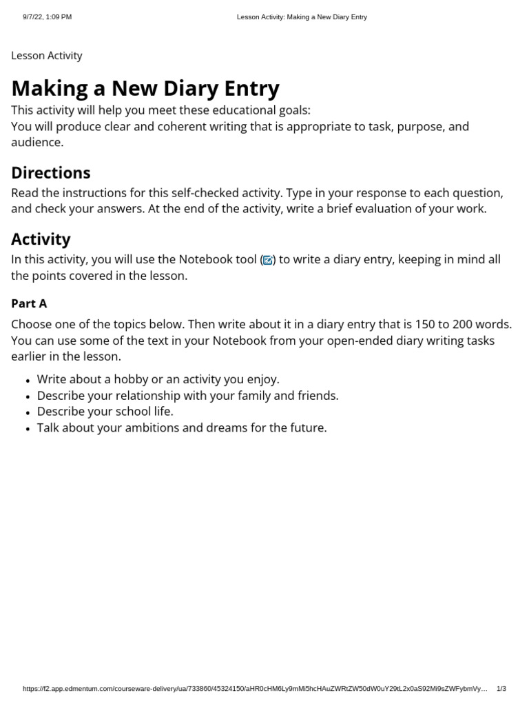 Dear Diary - Writing For Yourself - Tutorial | PDF | Cognitive Science ...