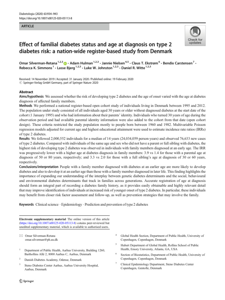 Effect of Familial Diabetes Status and Age at Diagnosis On Type 2