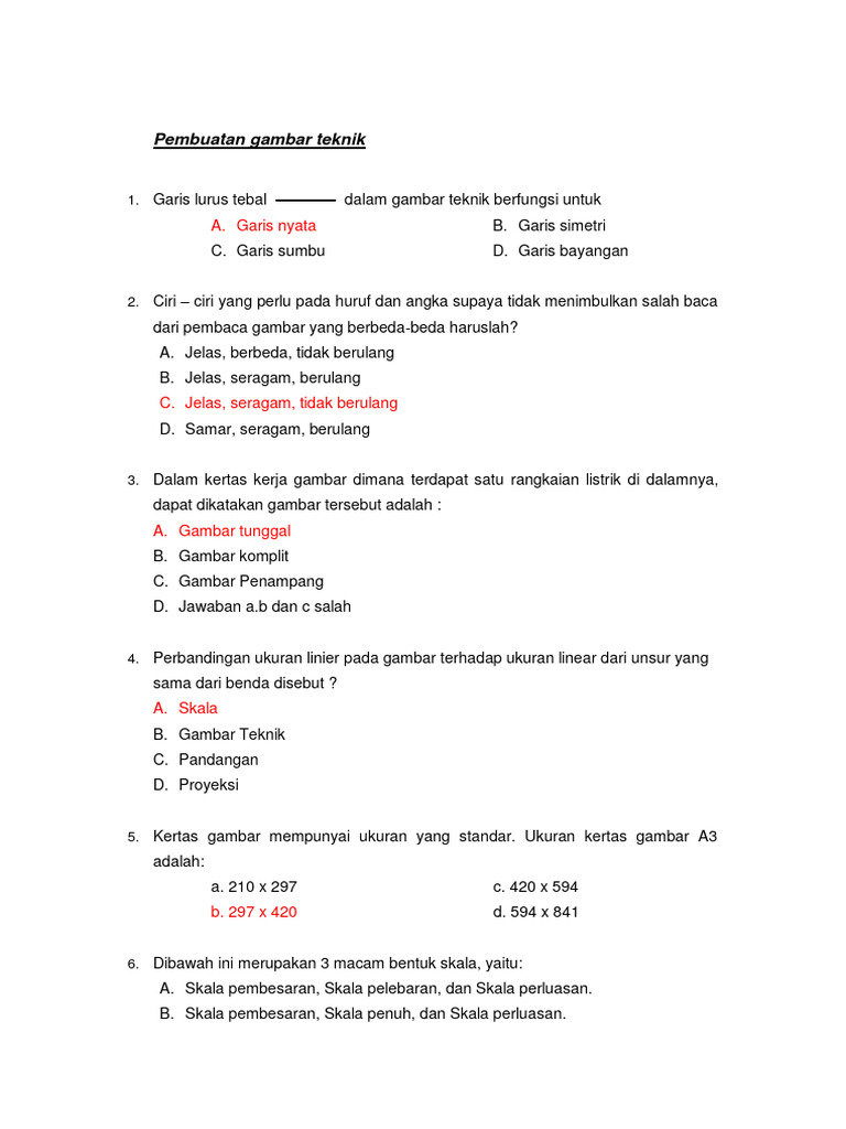 Contoh Soal Penguasaan Gambar Teknik (Listrik) | PDF