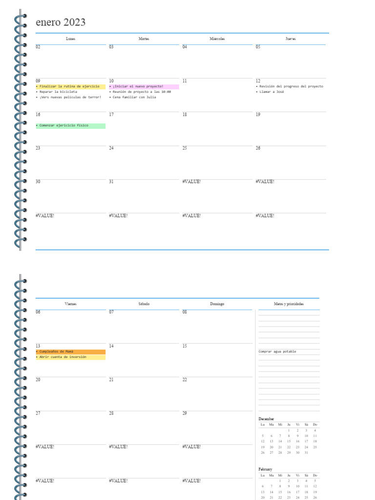 JStory Personal Columnar Sticky Planificador