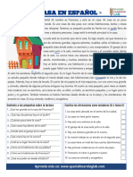 Mi Casa en Espanol Lectura Ejercicios This Is My House in Spanish PDF Reading Worksheet With Answers