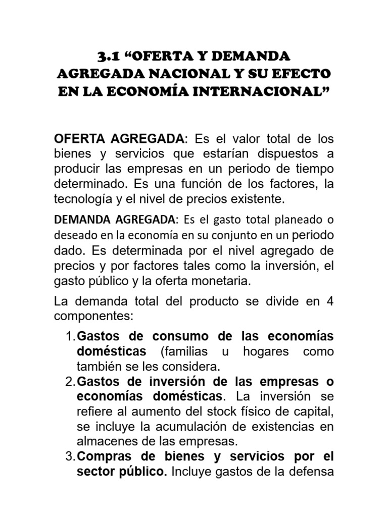 Oferta y Demanda Agregada en Economía | PDF | Oferta (economía ...