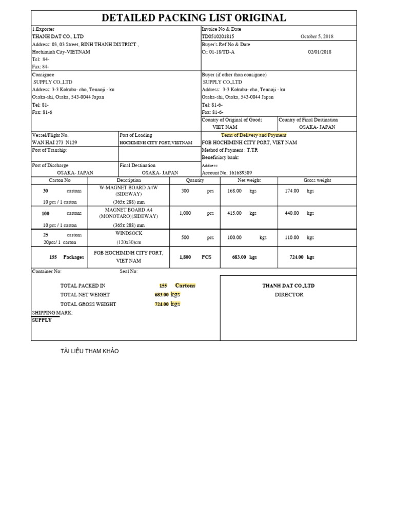 Detailed Packing List for Export Shipment | PDF | Freight Transport ...
