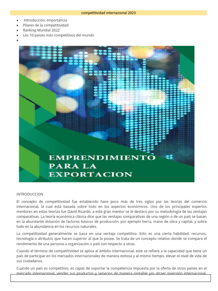 Competitividad Global 2023 | PDF | Business | Ventaja comparativa